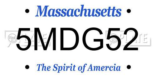 5MDG52 Massachusetts License Plate