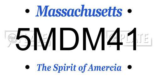 5MDM41 Massachusetts License Plate