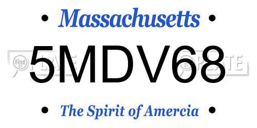 5MDV68 Massachusetts License Plate
