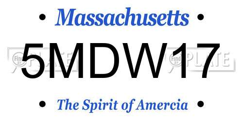 5MDW17 Massachusetts License Plate