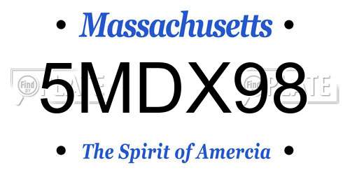 5MDX98 Massachusetts License Plate