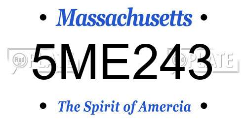 5ME243 Massachusetts License Plate