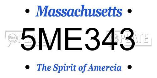 5ME343 Massachusetts License Plate