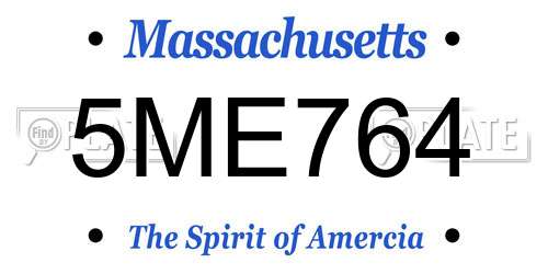 5ME764 Massachusetts License Plate