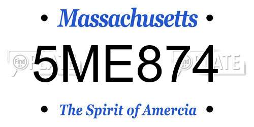 5ME874 Massachusetts License Plate
