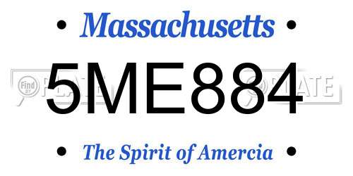 5ME884 Massachusetts License Plate
