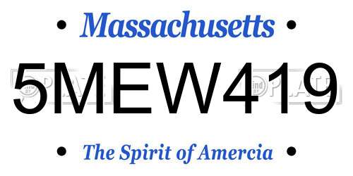 5MEW419 Massachusetts License Plate