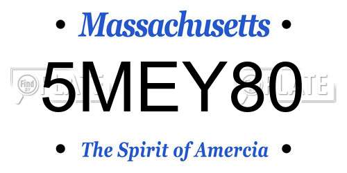 5MEY80 Massachusetts License Plate