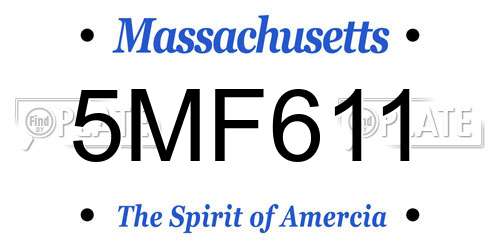 5MF611 Massachusetts License Plate