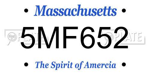 5MF652 Massachusetts License Plate