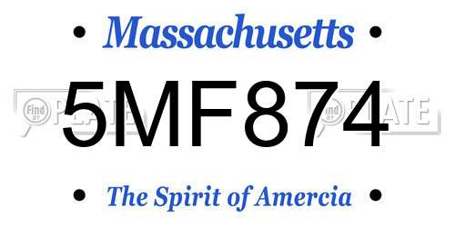 5MF874 Massachusetts License Plate