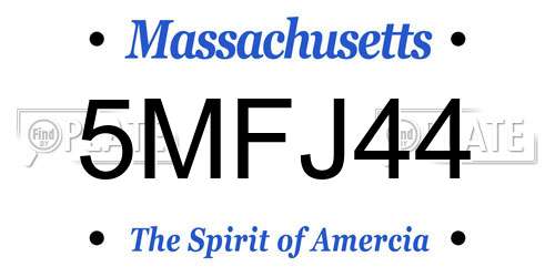 5MFJ44 Massachusetts License Plate