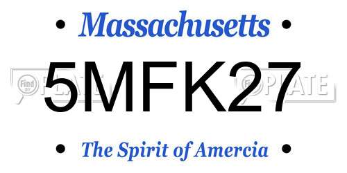 5MFK27 Massachusetts License Plate