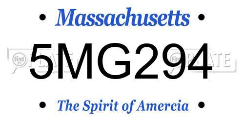 5MG294 Massachusetts License Plate