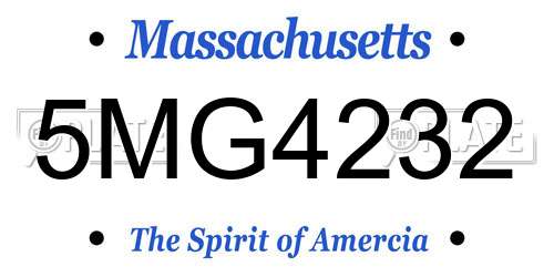 5MG4232 Massachusetts License Plate