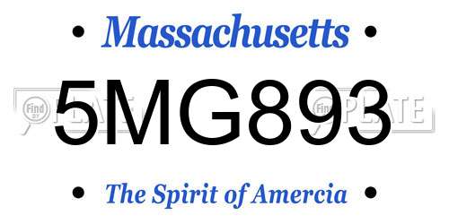 5MG893 Massachusetts License Plate