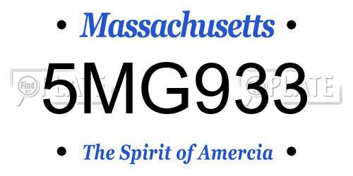 5MG933 Massachusetts License Plate