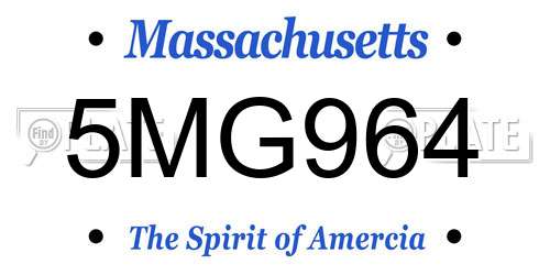 5MG964 Massachusetts License Plate
