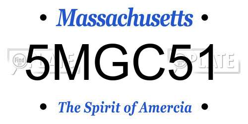 5MGC51 Massachusetts License Plate