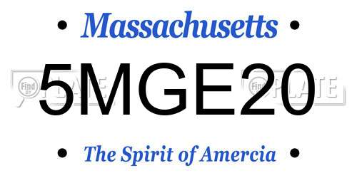5MGE20 Massachusetts License Plate