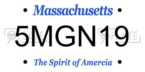 5MGN19 Massachusetts License Plate