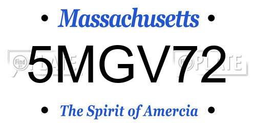 5MGV72 Massachusetts License Plate