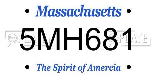 5MH681 Massachusetts License Plate