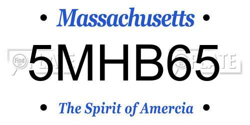 5MHB65 Massachusetts License Plate