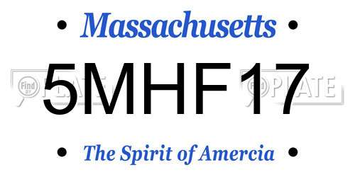 5MHF17 Massachusetts License Plate