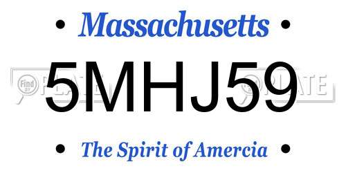 5MHJ59 Massachusetts License Plate