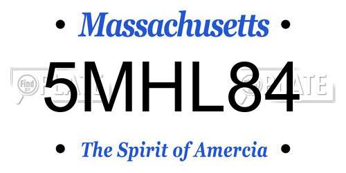 5MHL84 Massachusetts License Plate