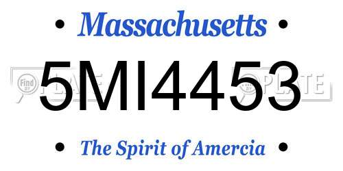 5MI4453 Massachusetts License Plate
