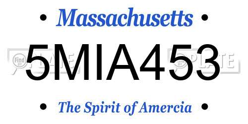 5MIA453 Massachusetts License Plate