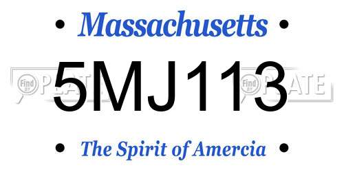 5MJ113 Massachusetts License Plate