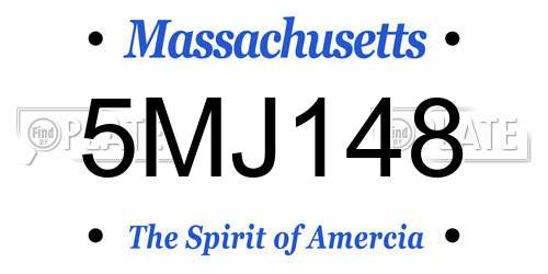 5MJ148 Massachusetts License Plate