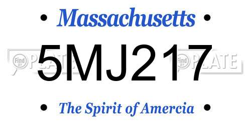 5MJ217 Massachusetts License Plate