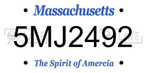 5MJ2492 Massachusetts License Plate