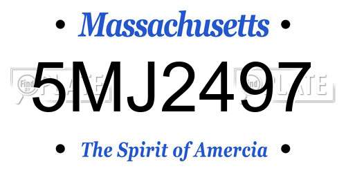 5MJ2497 Massachusetts License Plate