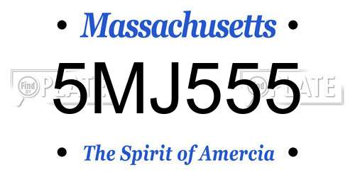 5MJ555 Massachusetts License Plate