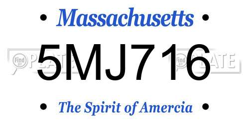 5MJ716 Massachusetts License Plate