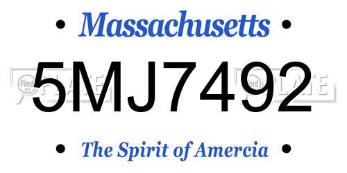 5MJ7492 Massachusetts License Plate