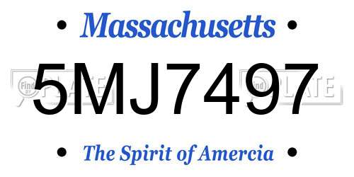 5MJ7497 Massachusetts License Plate