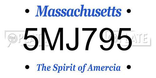 5MJ795 Massachusetts License Plate