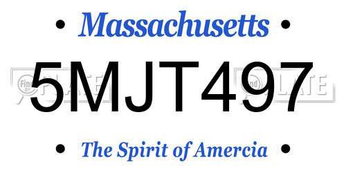 5MJT497 Massachusetts License Plate