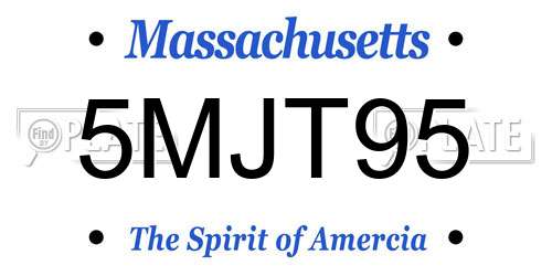 5MJT95 Massachusetts License Plate