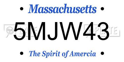 5MJW43 Massachusetts License Plate