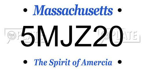 5MJZ20 Massachusetts License Plate