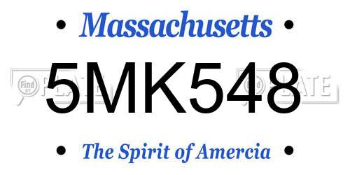 5MK548 Massachusetts License Plate