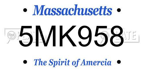 5MK958 Massachusetts License Plate