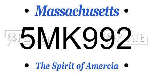 5MK992 Massachusetts License Plate
